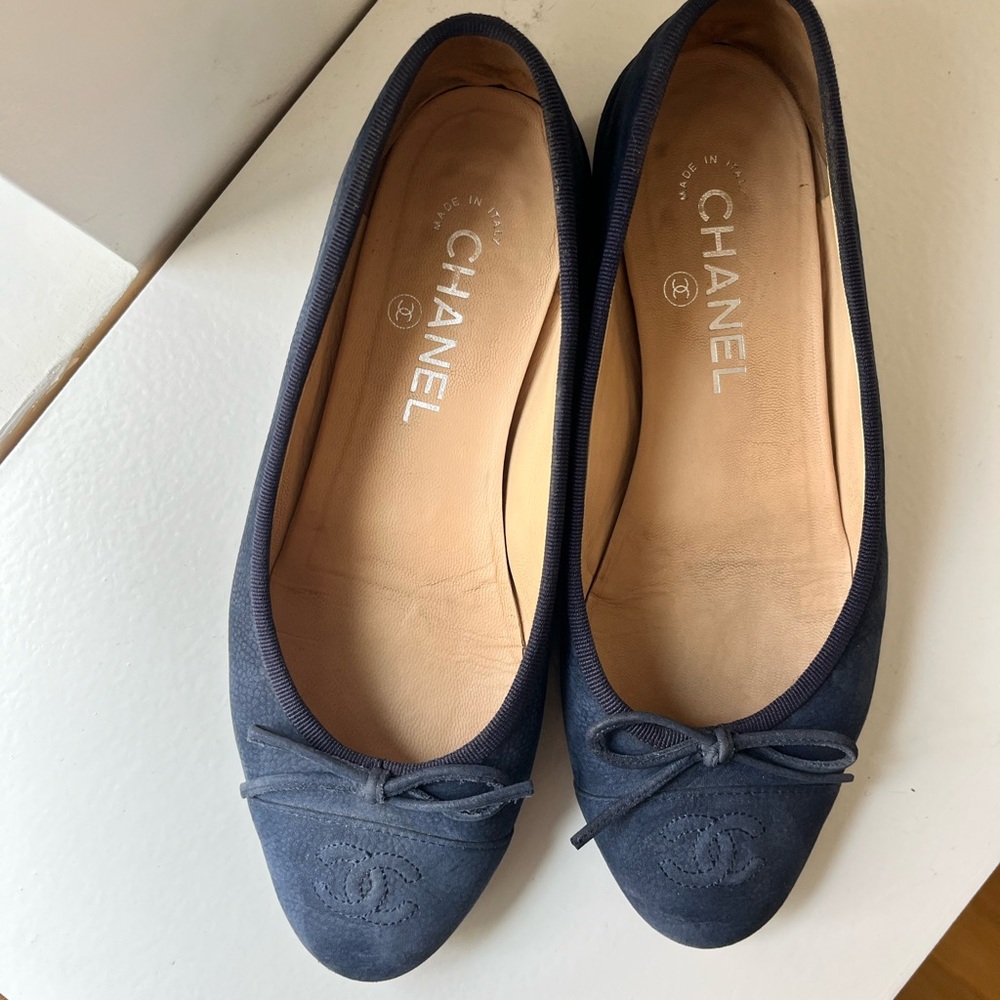 Chanel Suede Ballet Flats in Blue size 37.5